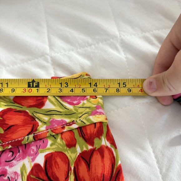 Womens Size 10 Midi Pencil Skirt 90s Style Vibrant Flower Floral Preppy Cotton - Picture 4 of 7